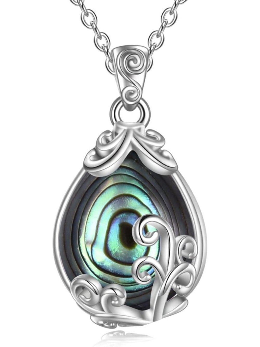 Sterling Silver Teardrop Pendant Necklace with Gemstone & Crystal for Women